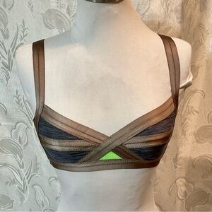 H&M Tan Gray & Green Bikini Top